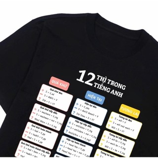 12 THÌ & THẦN CHÚ TIẾNG ANH - Áo Thun Nam Nữ Hottrend in hình 12 Thì Trong Tiếng Anh - Áo Phông Nam Nữ Form Rộng Tay Lỡ