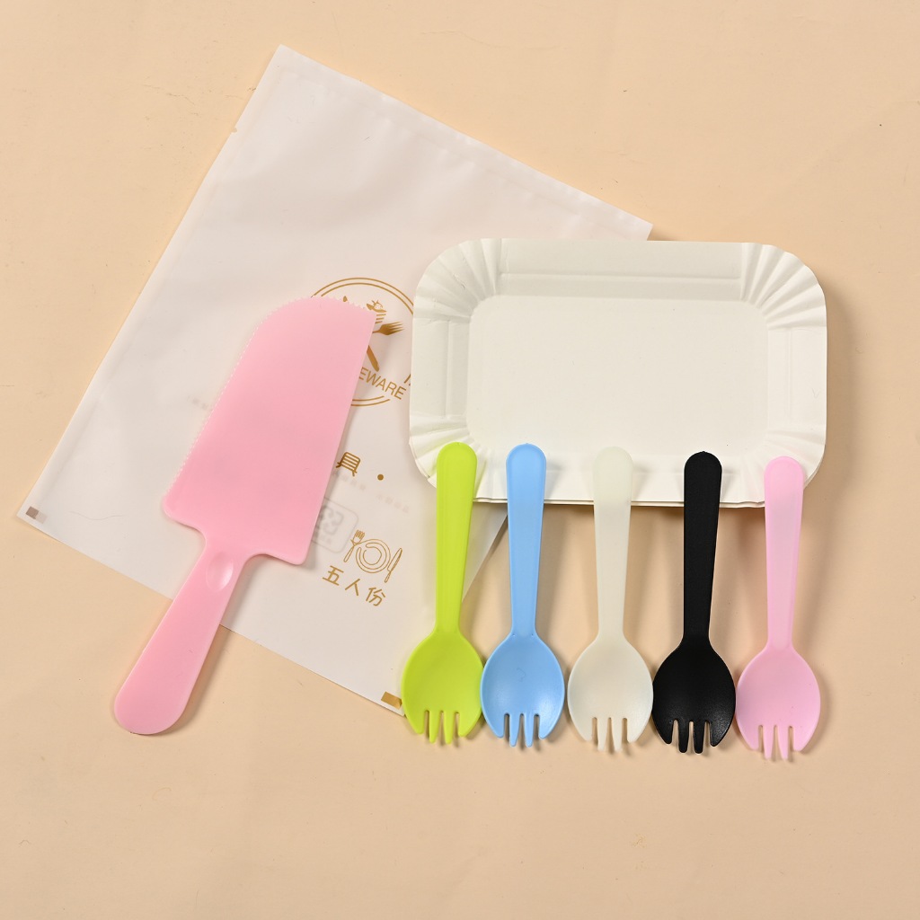 Set 10 Bộ Dao Dĩa, Đĩa Giấy Ăn Bánh Kem, Bánh Sinh Nhật (1 Bộ Dành Cho 10 Phần Ăn, Sử Dụng 1 Lần) DUHA 097