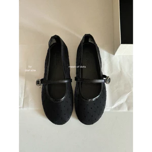 Mesh Of Dots by @dielsole - Giày Ballet Flats Lưới Chấm Bi Xuyên Thấu Phiên Bản Quai Hoa Ngọc - Summer