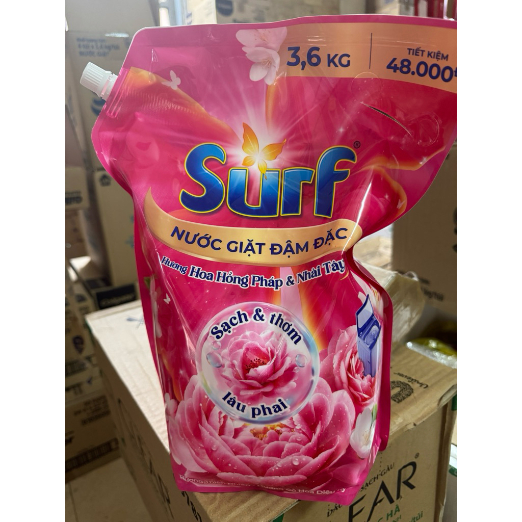 Can 3.6kg Nước Giặt Surf 7 trong 1 Dòng mới nhất thị trường Hương Đam Mê, Hương Thuần Khiết