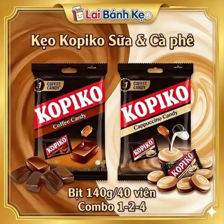 [Combo 1-2-4] Kẹo Kopiko Vị Cà Phê & Cà Phê Sữa - Bịch 140g (40 viên)