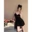 HT43 Váy ngủ sexy ren bèo viền sóng kèm ĐỆM LÓT, đồ ngủ lụa phối ren xoè nhẹ gợi cảm HT43