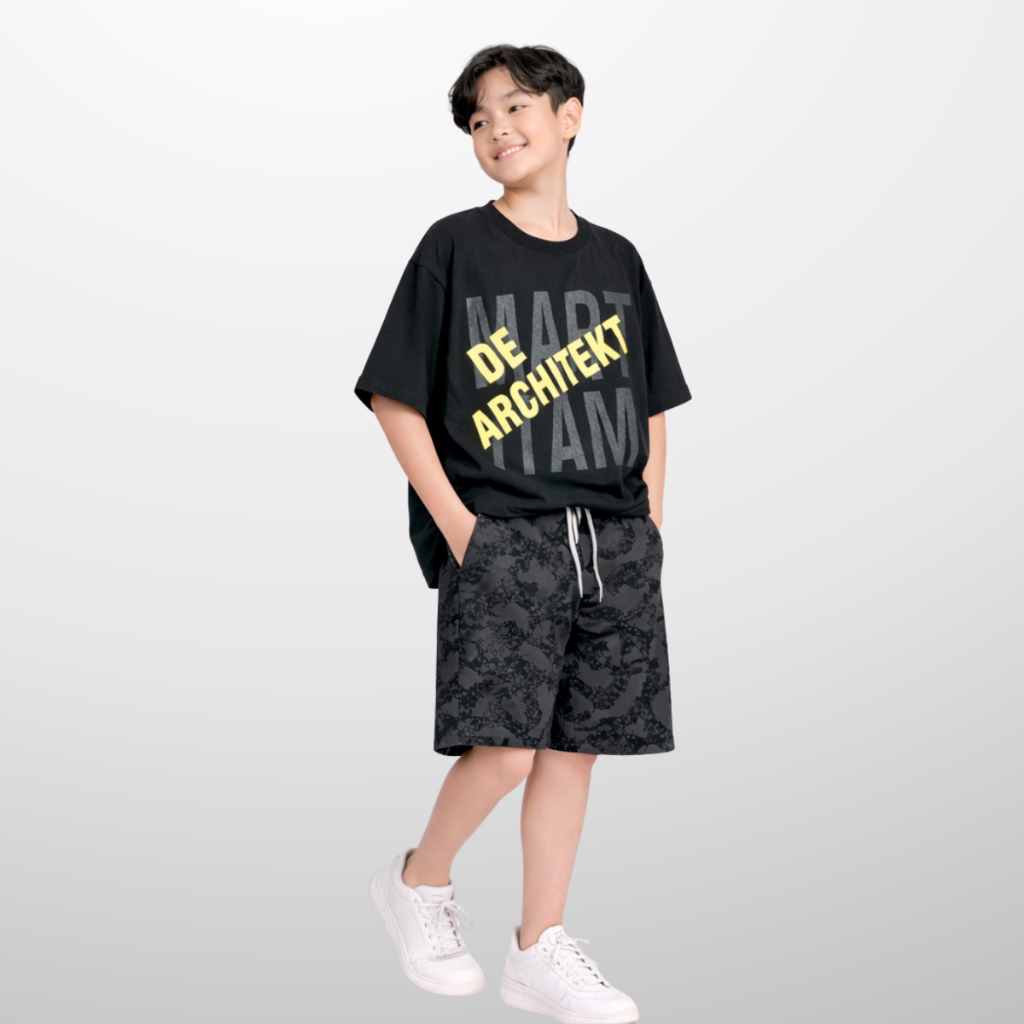 Đồ bộ bé trai mùa hè, áo thun quần short cotton co giãn, thoáng mát, 4-14 tuổi - B92 | JJ Kids