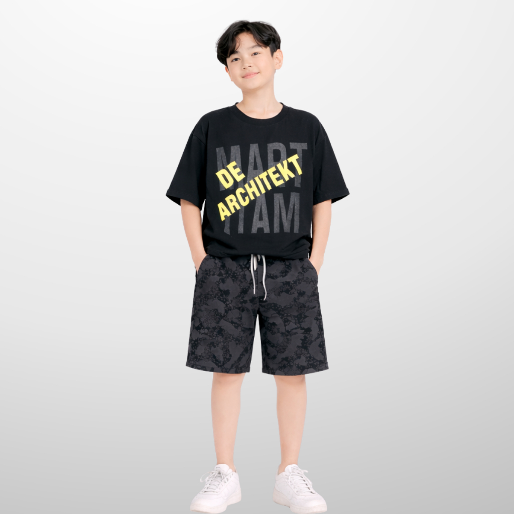 Đồ bộ bé trai mùa hè, áo thun quần short cotton co giãn, thoáng mát, 4-14 tuổi - B92 | JJ Kids