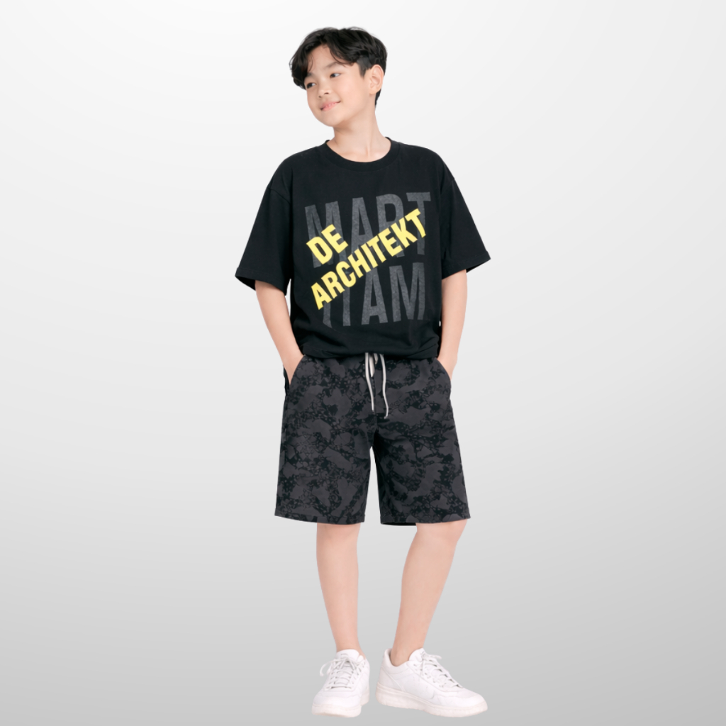 Đồ bộ bé trai mùa hè, áo thun quần short cotton co giãn, thoáng mát, 4-14 tuổi - B92 | JJ Kids