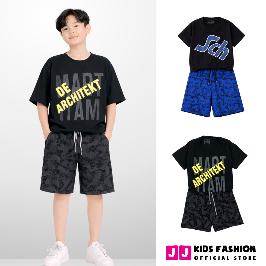 Đồ bộ bé trai mùa hè, áo thun quần short cotton co giãn, thoáng mát, 4-14 tuổi - B92 | JJ Kids