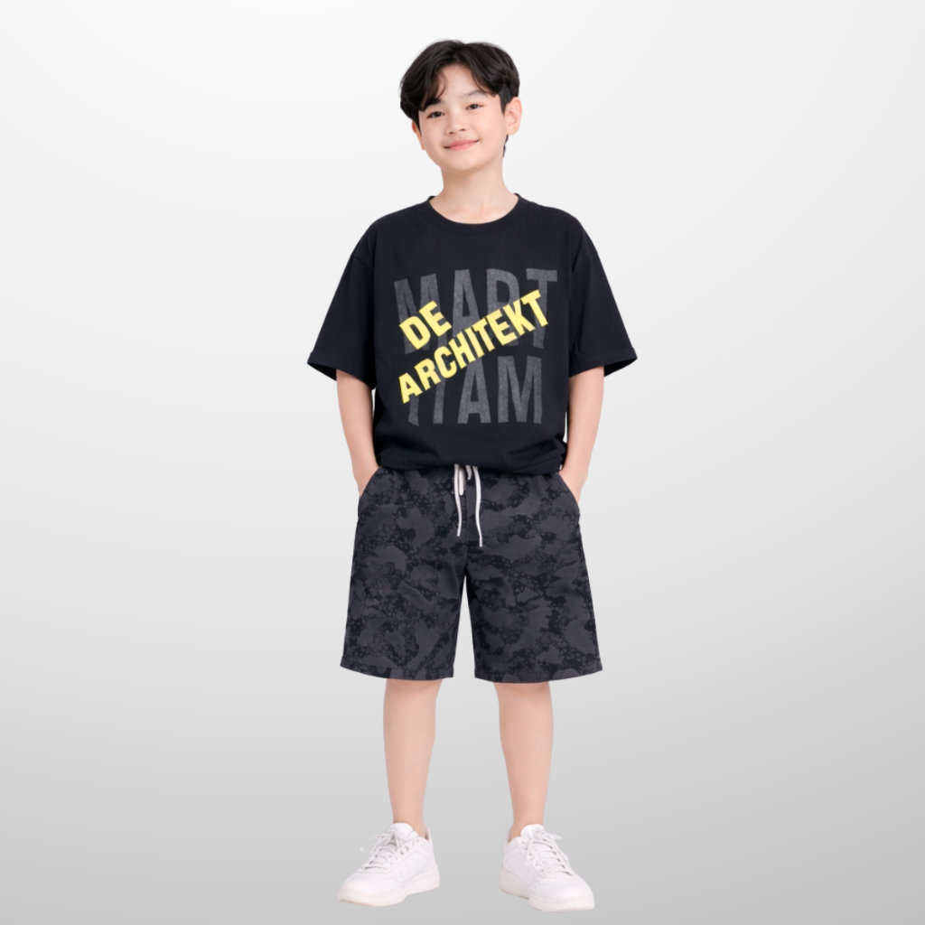 Đồ bộ bé trai mùa hè, áo thun quần short cotton co giãn, thoáng mát, 4-14 tuổi - B92 | JJ Kids