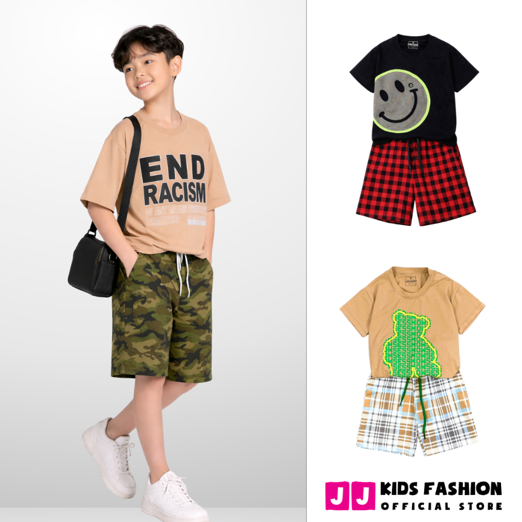 Đồ bộ bé trai mùa hè, áo thun quần short cotton co giãn, thoáng mát, 4-14 tuổi - B78 | JJ Kids