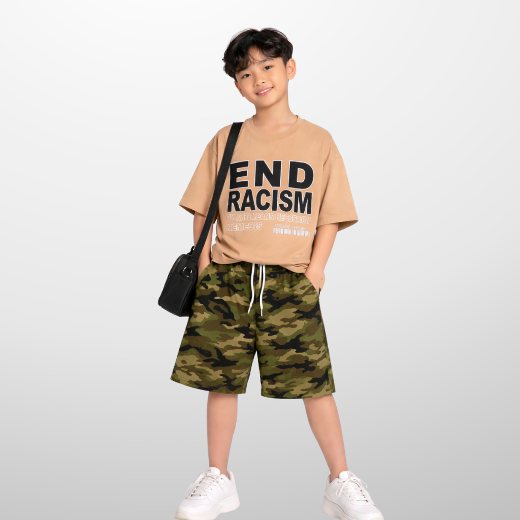 Đồ bộ bé trai mùa hè, áo thun quần short cotton co giãn, thoáng mát, 4-14 tuổi - B78 | JJ Kids