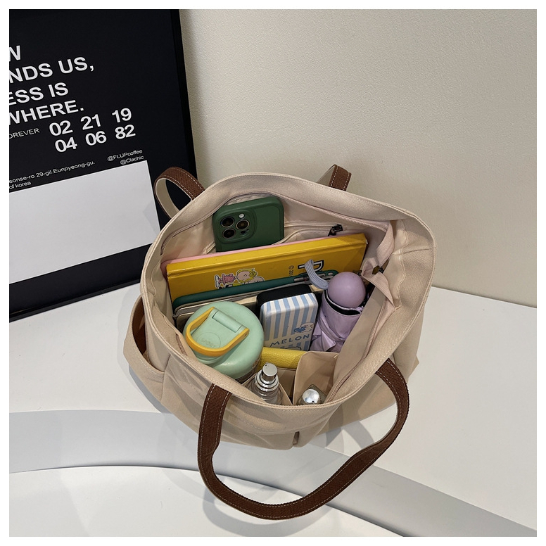 Túi tote vải Canvas bố kiểu Nhật dung tích lớn – túi đeo vai/xách tay nữ đi học, mẫu mới_Bags House