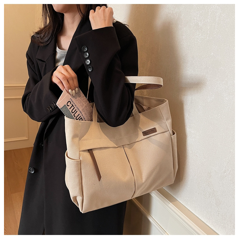 Túi tote vải Canvas bố kiểu Nhật dung tích lớn – túi đeo vai/xách tay nữ đi học, mẫu mới_Bags House