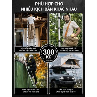 Thang nhôm Inox rút đơn các bậc thang tự động vào khóa 1.9m - 6m Dễ dàng mang theo Thang Rút Đơn Chữ I Bảo hành 2 năm