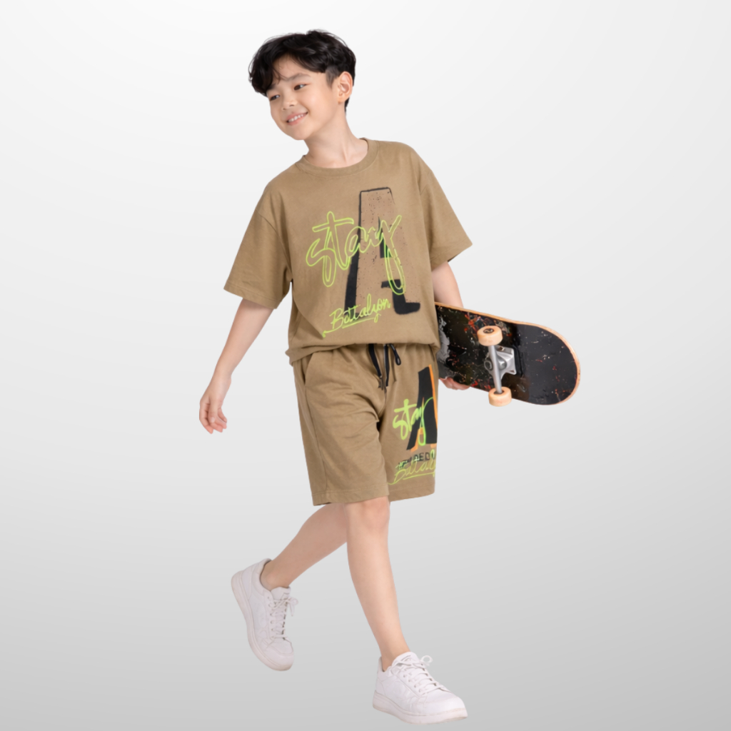 Đồ bộ bé trai mùa hè, áo thun quần short cotton co giãn, thoáng mát, 4-14 tuổi - B74 | JJ Kids
