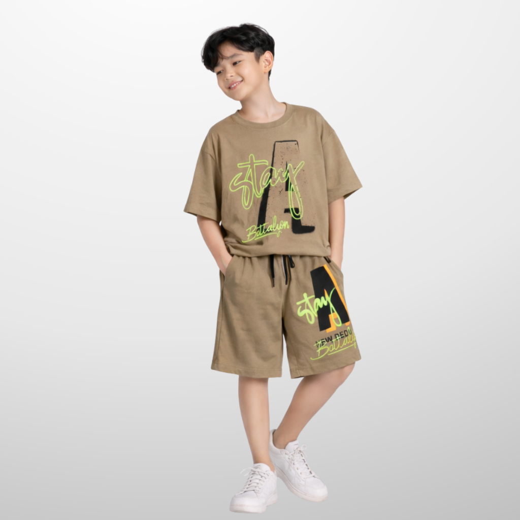 Đồ bộ bé trai mùa hè, áo thun quần short cotton co giãn, thoáng mát, 4-14 tuổi - B74 | JJ Kids