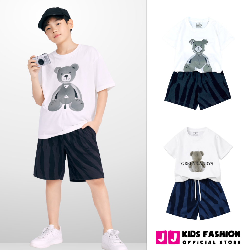 Đồ bộ bé trai mùa hè, áo thun quần short cotton co giãn, thoáng mát, 4-14 tuổi - B43 | JJ Kids