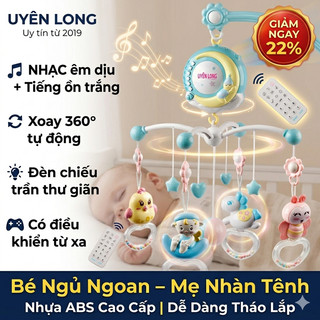 Treo Nôi Cũi Uyên Long Cho Bé Có Nhạc, Xoay 360°, Điều Khiển Từ Xa, Đèn Chiếu – Giúp Bé Ngủ Ngon