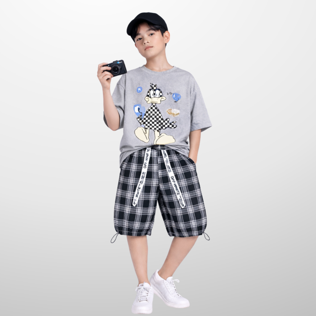 Đồ bộ bé trai mùa hè, áo thun quần short cotton co giãn, thoáng mát, 4-14 tuổi - B49 | JJ Kids