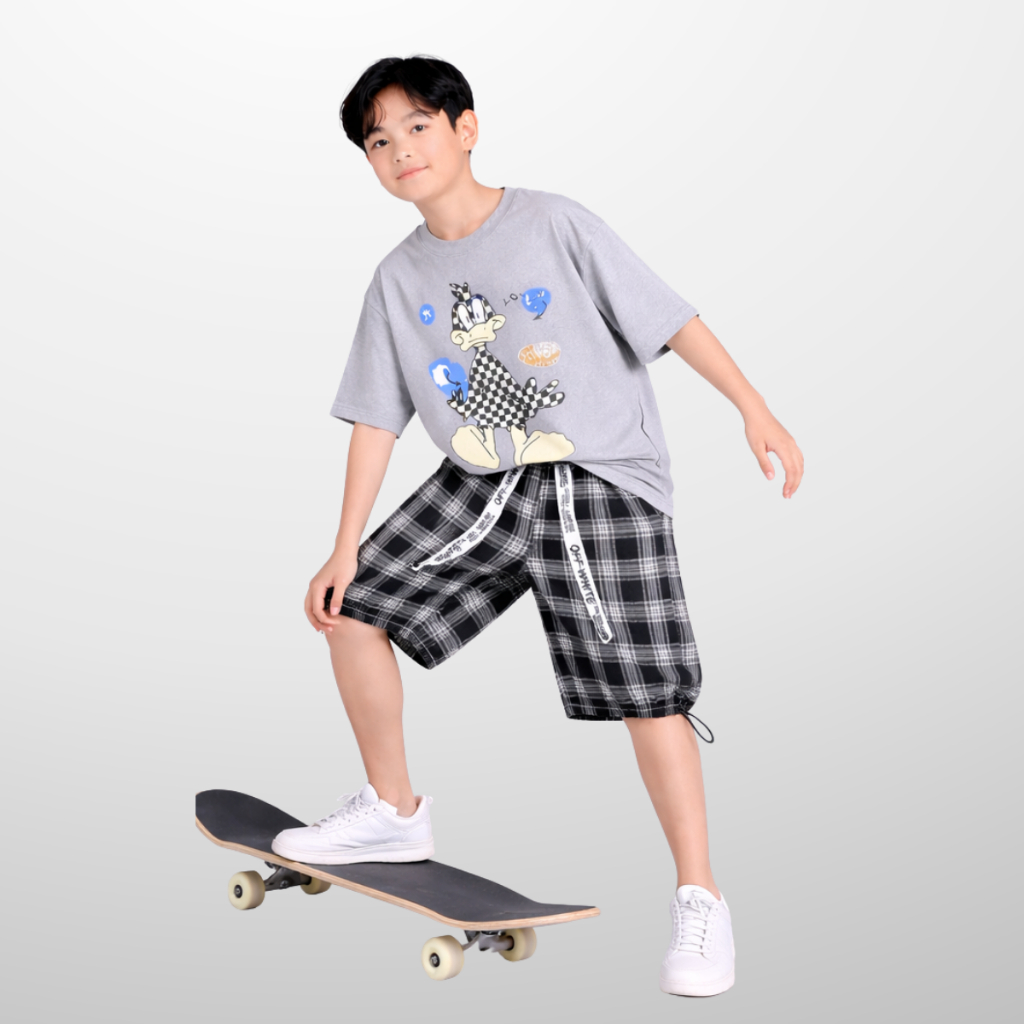 Đồ bộ bé trai mùa hè, áo thun quần short cotton co giãn, thoáng mát, 4-14 tuổi - B49 | JJ Kids