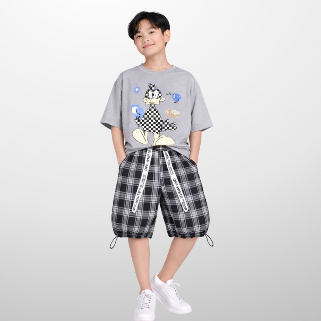Đồ bộ bé trai mùa hè, áo thun quần short cotton co giãn, thoáng mát, 4-14 tuổi - B49 | JJ Kids