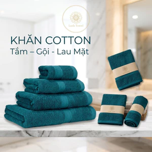 Khăn Tắm Cotton 100% LushTowel Mềm Mịn Thấm Hút Tốt Khăn Gội Khăn Mặt Cao Cấp Dùng Gia Đình Spa Khách Sạn