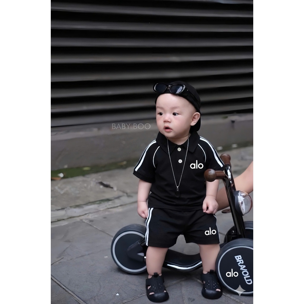 Bộ Bé Trai Áo Polo Thể Thao Thuê Alo,Bộ Quần Áo Bé Trai Cotton Mềm Mát 6-15kg,Đồ Bé Trai Mùa Hè A28