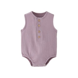 Body Sơ Sinh Vải Xô Muslin Cao Cấp Không Tay – Romper Cotton Mềm Thoáng Mát, Cúc Gỗ Dễ Thương