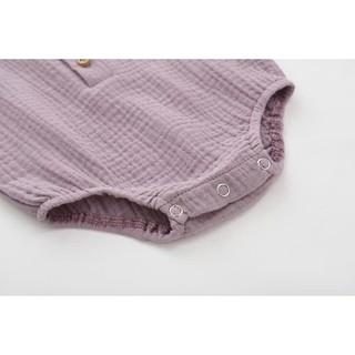 Body Sơ Sinh Vải Xô Muslin Cao Cấp Không Tay – Romper Cotton Mềm Thoáng Mát, Cúc Gỗ Dễ Thương