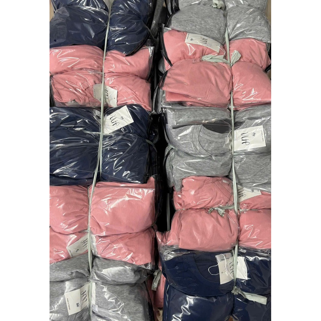 L763- Sét bộ thun co giãn áo dạng cổ tròn form rộng quần ống loe (38-56kg)