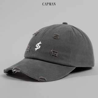 RecklessCapman Mũ Lưỡi Trai Jean Wash Rách Màu Đen Nón $ Unisex Freesize Thêu Logo $ Không Kích Ứng