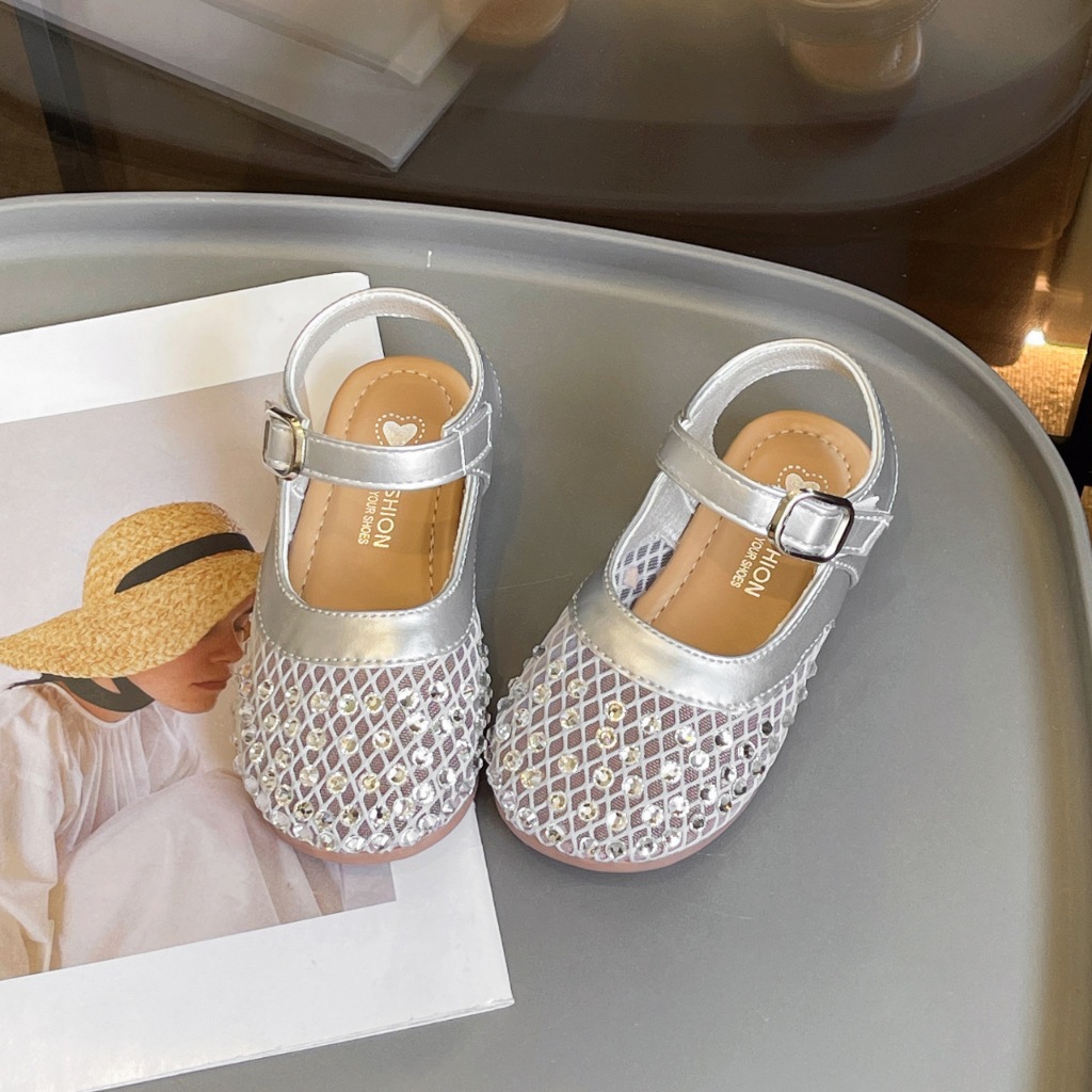[M189] (Form Nhỏ Tăng 1 Size)Giày Búp Bê Bé Gái Đính Đá Lấp Lánh – Giày Công Chúa Cho Bé Đi Tiệc, Đi Học Màu Bạc