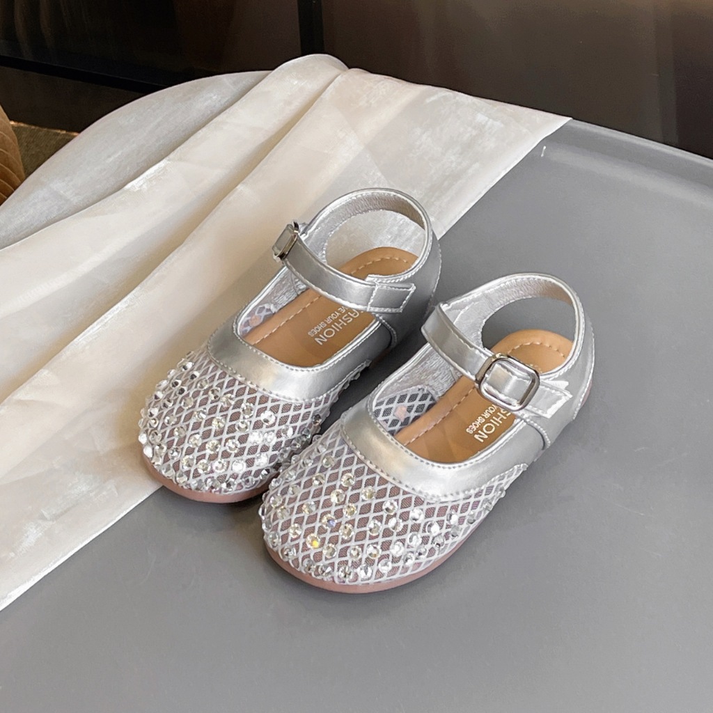 [M189] (Form Nhỏ Tăng 1 Size)Giày Búp Bê Bé Gái Đính Đá Lấp Lánh – Giày Công Chúa Cho Bé Đi Tiệc, Đi Học Màu Bạc