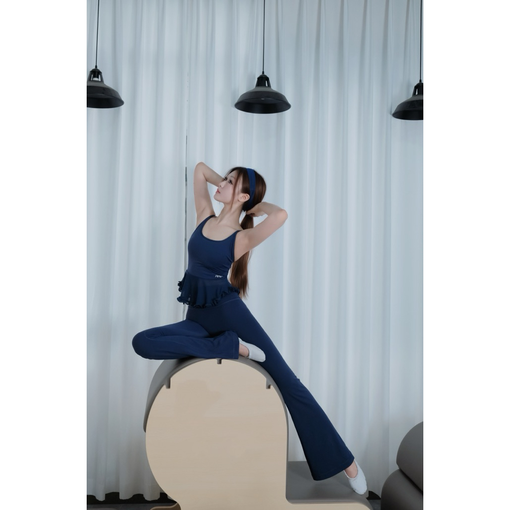 Set Yoga Pilates Peplum Bèo Lưới Phong Cách Ballet Core Hàn Quốc - Có Mút Ngực