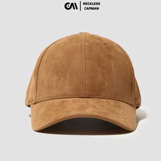 RecklessCapman Mũ Lưỡi Trai Ballcap Màu Nâu Đất Vải Da Lộn Freesize 58cm Khóa sau điều chỉnh dễ dàng
