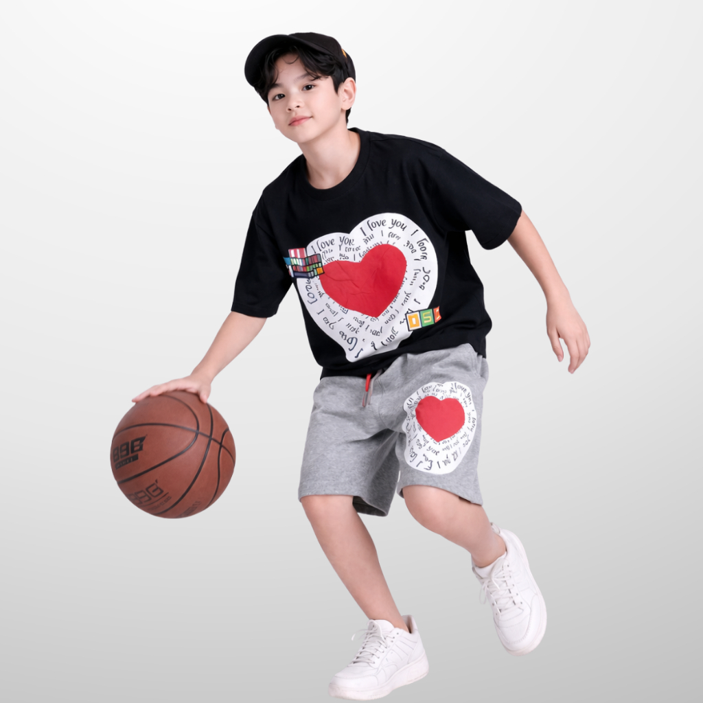 Đồ bộ bé trai mùa hè, áo thun quần short cotton co giãn, thoáng mát, 4-14 tuổi - B76 | JJ Kids