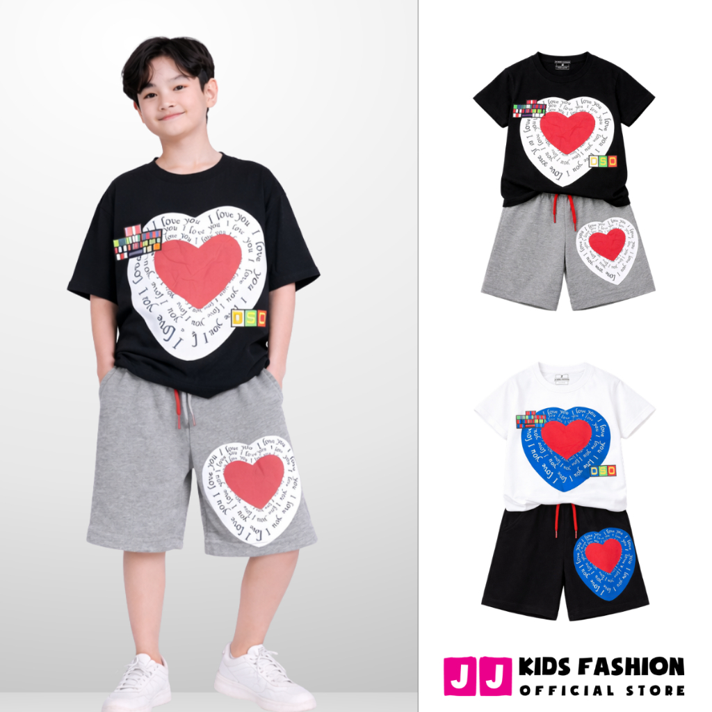 Đồ bộ bé trai mùa hè, áo thun quần short cotton co giãn, thoáng mát, 4-14 tuổi - B76 | JJ Kids