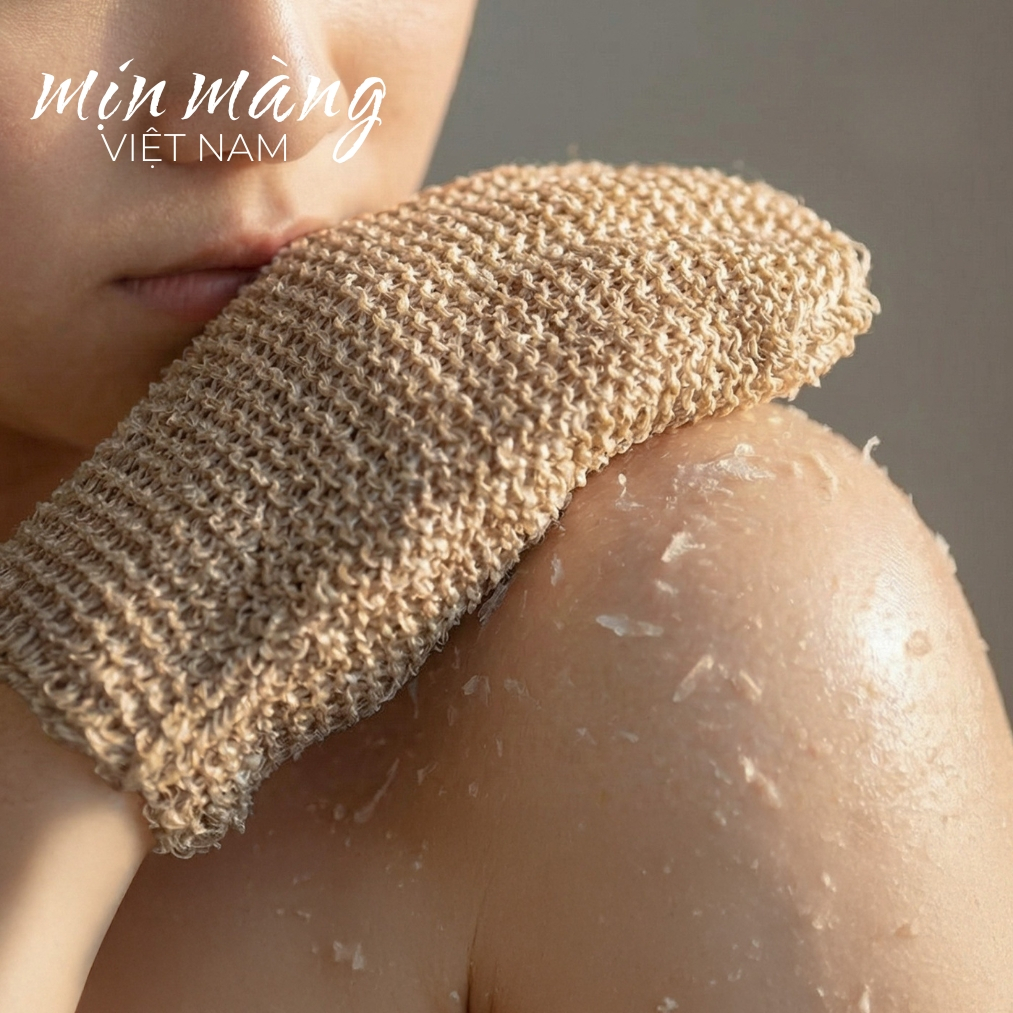 Găng Tay Tắm Tẩy Tế Bào Chết Body Bao Tay Châu Phi Kỳ Ghét MỊN MÀNG Chất Liệu Sợi Vỏ Cây Thiên Nhiên