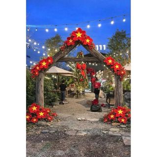Hoa Vải Đỏ Sao Vàng Hoa Trang Trí Dán Tường, Decor Sự Kiện, Lễ Hội, Kỉ Niệm 30/4