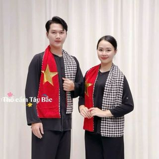 Khăn Rằn Cờ Đỏ Sao Vàng Yêu nước Vải Đũi Mềm Mại, Khăn Rằn Nam Bộ Phụ Kiện 30/4, 2/9, Cổ Vũ, Sự Kiện