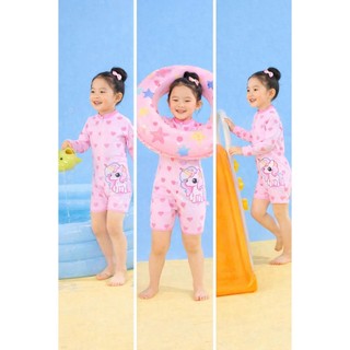 BK56 Đồ bơi bé gái liền thân họa tiết trái tim,bikini liền thân cho bé gái 12-40kg