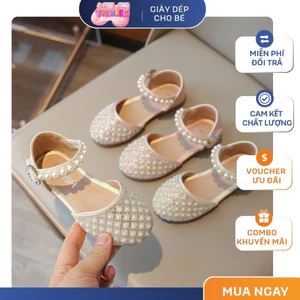 Giày Công Chúa Cho Bé Gái Mẫu Mới – Giày Đính Ngọc Sang Trọng Màu Kem/Hồng Pastel Cho Bé 2-10 Tuổi TH Kids