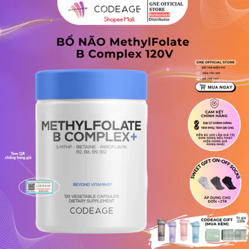 [BỔ NÃO] Viên bổ não Codeage Methylfolate B Complex 120v/ hộp sản xuất tại Mỹ