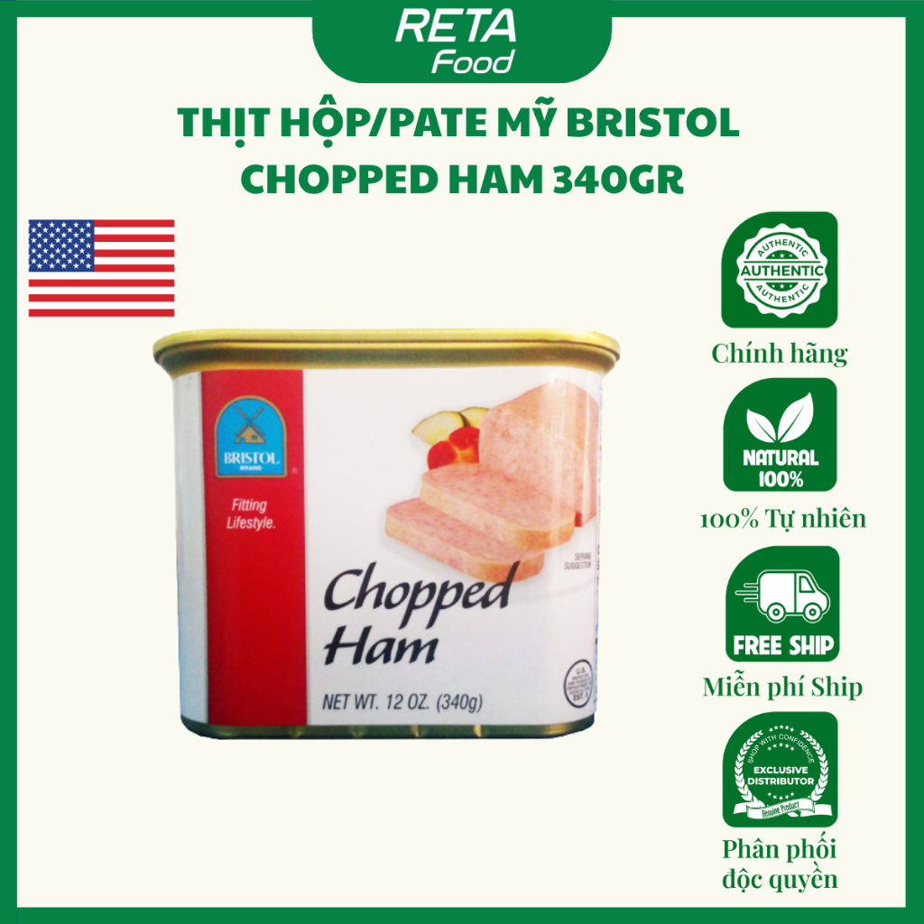 Thịt hộp/Pate Mỹ Bristol Chopped Ham 340gr