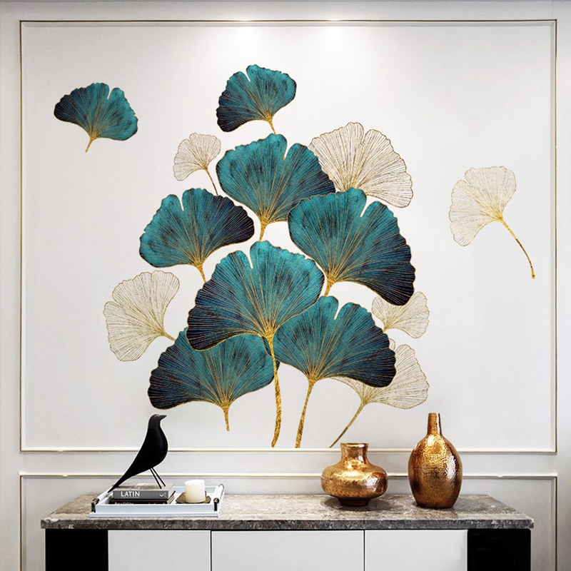 Decal Dán Tường Lá Bạch Quả Trang Nhã Có Keo Sẵn 200x70cm - Trang Trí Phòng Khách