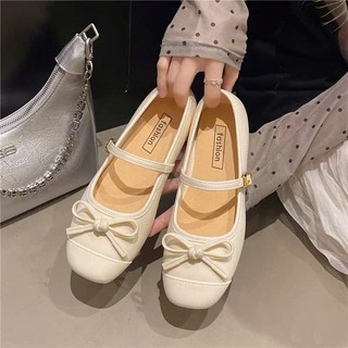 (CHÂN DÀY TĂNG SIZE) Giày búp bê họa tiết nơ tiểu thử dễ thương- 613 bản full size