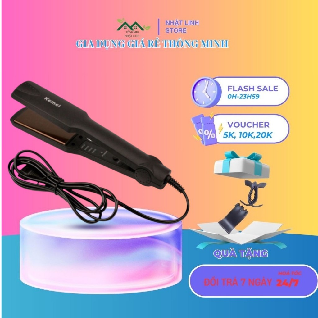 Máy Là Tóc Duỗi Tóc 4 Nấc Nhiệt Bản PRO_KM329 - Máy tạo kiểu tóc, Bảo Hành 12 Tháng
