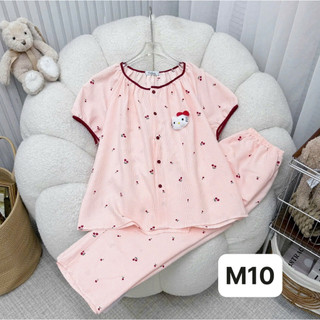 Tay ngắn quần dài cổ tròn viền chất đũi mềm danh cho nữ mặc nha thoải mái