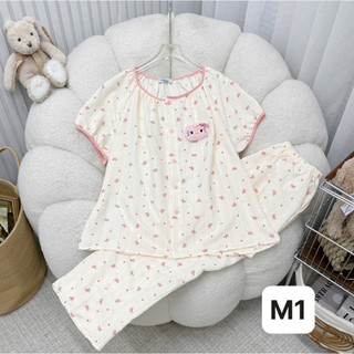 Tay ngắn quần dài cổ tròn viền chất đũi mềm danh cho nữ mặc nha thoải mái
