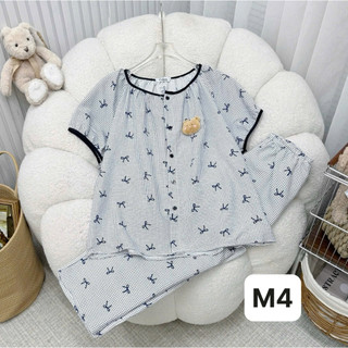 Tay ngắn quần dài cổ tròn viền chất đũi mềm danh cho nữ mặc nha thoải mái