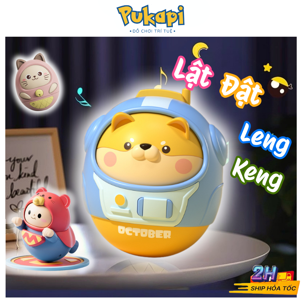 Lật đật Có Âm Thanh Có Nhạc Gật Gù Con Lật Đật Leng Keng Phát Tiếng Không Ngã Dễ Thương Heo Hồng -Đồ Chơi Cho Bé PUKAPI