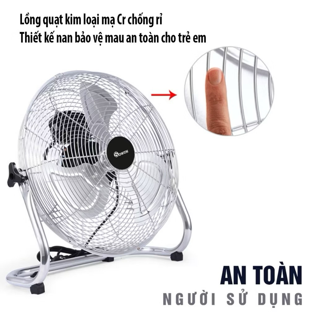Quạt sàn CHIGO khung thép cánh inox 304 - Quạt chân quỳ công suất lớn 3 tốc độ - Quạt công nghiệp